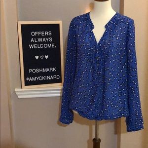 Gap Sheer Blue Leopard Print Top